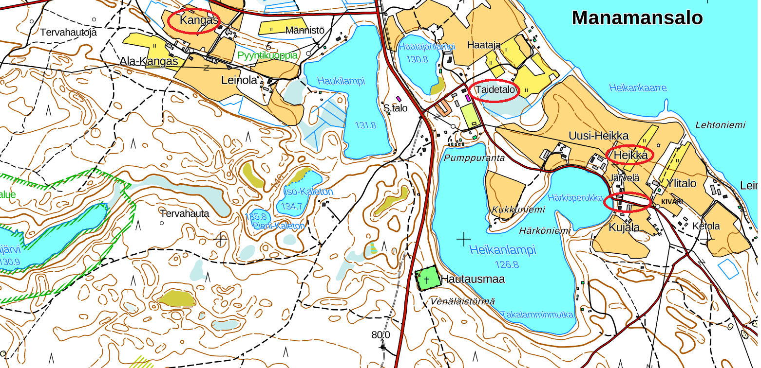 Kartasssa kantatilat Kangas, Kivari, ja Heikka